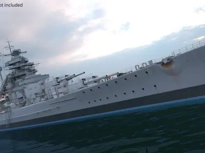  Naval Battleship with Blue Lower Hull Gray-Blue Rigged 