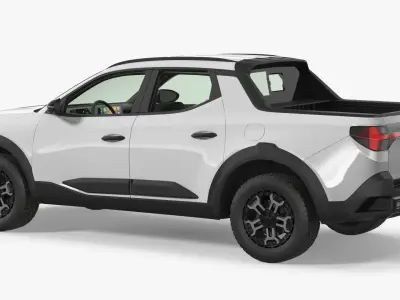  Crew Cab Vehicle Utility Pickup White Open Bed Simplified 