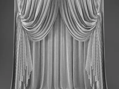Curtain with drapes Low-poly 3D model purchase