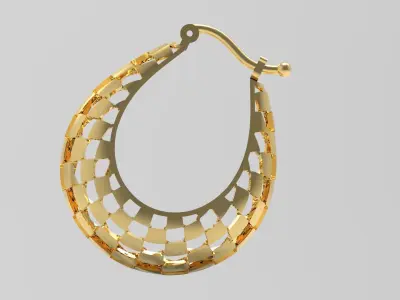  Modern Grid Pattern Hoop Earrings 3D Print ge0028 3D print model