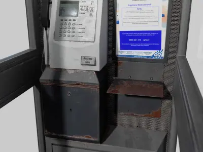 Retro Phonebooth 1990 Low-poly 3D model