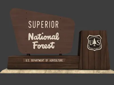 National Forest Sign Low-poly 3D model