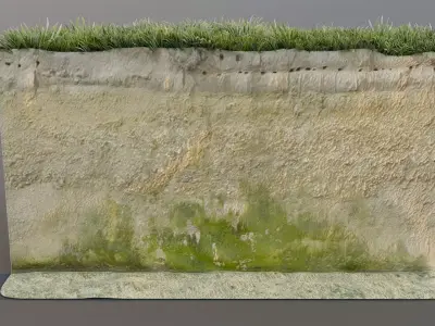 Low Poly Coastal Seawall Segment Low-poly 3D model