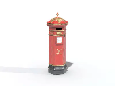 Vintage Post Box Low-poly 3D model