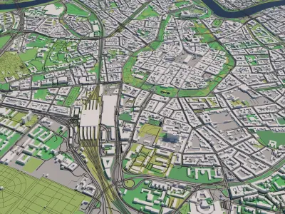 Krakow Poland 30x30km 3D City Map 3D model