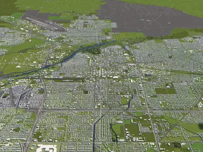 Bakersfield 50x50km City Map Model 3D model