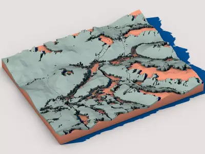 Low Poly Fantasy Landscape Terrain 3D model