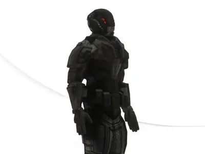 Aegis Warframe  Futuristic Humanoid Robot Rigged Low-poly 3D model