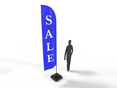 Banner Flag 01B Low-poly 3D model