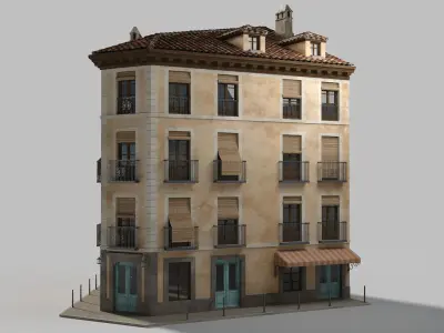 Old spanish house Low-poly 3D model