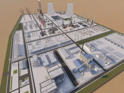 Power plant-Industrial power plant-Power generation Station 3D model