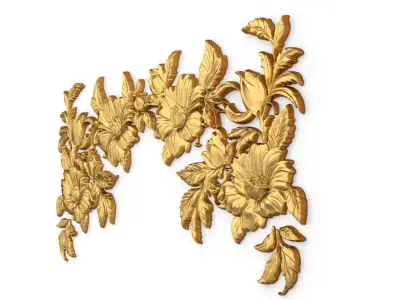 decor set wall panel flowers relief mural CNC 09 3D print model purchase