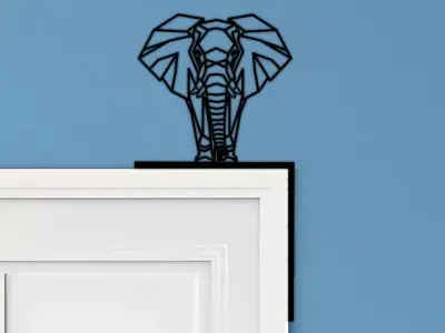 Elephant Door Corner Decor 3D print model 2
