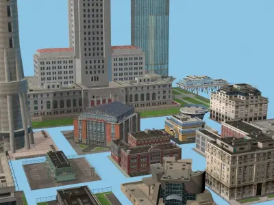 Low Poly City Buildings Set 01 - 24 Buildings 3D model