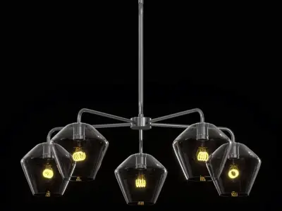Sculptural Glass 5-Light Geo Chandelier 3D model