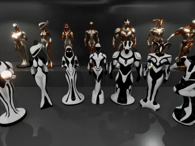 SciFi Statues and Decor Low-poly 3D model purchase