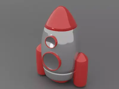 gray rocket Low-poly 3D model