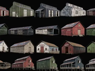 1 - 40 FARM BUILDINGS PACK 4K Textures GameReady