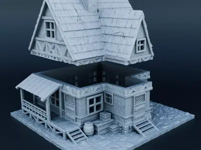 Medieval house 3D print model
