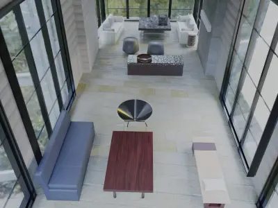 glass house design Low-poly 3D model