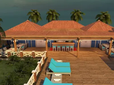 beach resort Low-poly 3D model