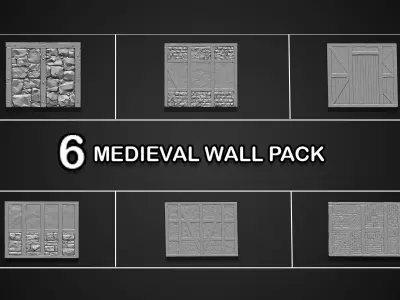 6 Medieval Wall Pack 3D model