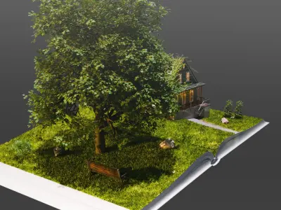 3D model of Magic book with a landscape - Nature 3D model