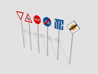 traffic signs Low-poly 3D model buy
