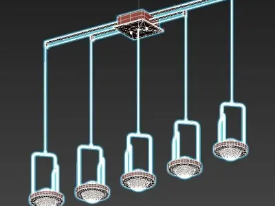 dighton-ch five light chandelier in brass and glass 3D model