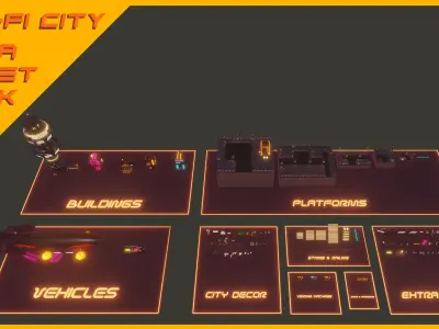 Scifi City Mega Asset Pack Low-poly 3D model