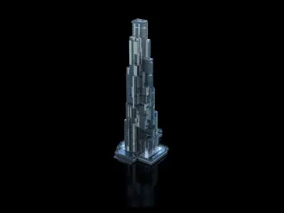 Futuristic Future Modern City Building Skyscraper 03 3D model