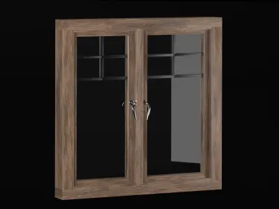 Wooden windows 3D model