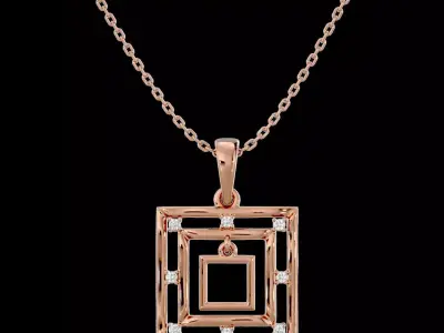 Light Minimalist Diamond Pendant Necklace 3D print model