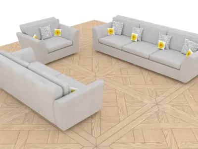 Three piece sofa set 3D model