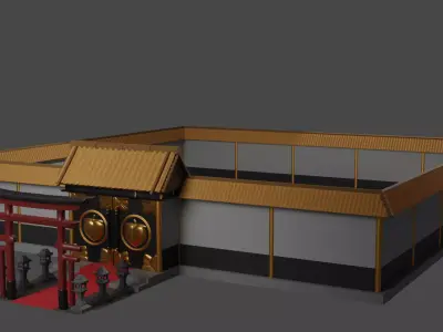 Chinese Temple Walls and Entrance 3D model