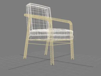 Tufeld Wood Armchair Beige 3D model