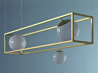 Witt 3 pendant light with two balls hanging from it 3D model