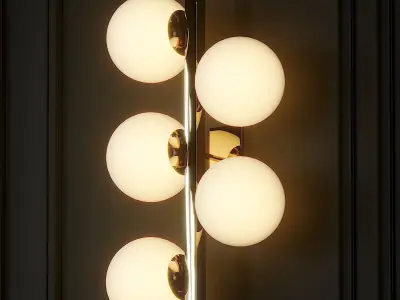 Contemporary Brass Sconces Opaline Glass Ball 3D model