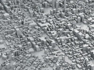 New York City Manhattan Island Streets and Buildings Low-poly 3D model