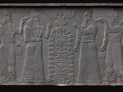 ancient temple midleast wall relief scan FREE Free low-poly 3D model