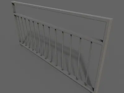 PBR Pedestrian Guard Rail Grey V3 Low-poly 3D model