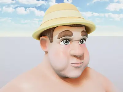 Stylized Character Tourist Rigged with Shape Keys Extra Texture Low-poly 3D model