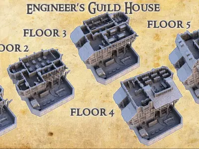 Engineer Guild House Tabletop Terrain 28 MM 3D print model