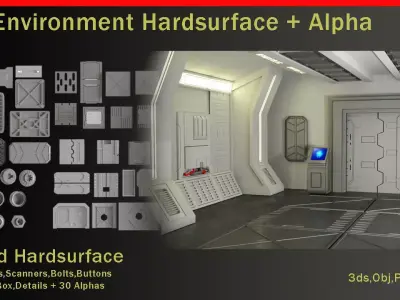 100 Scifi Interior Environment Parts Plus  Alphas Vol 1 Low-poly 3D model