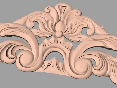 Bed door flower 3D relief STL model for CNC engraving E521 3D model