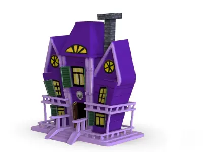 Haunted House Cartoon  Low-poly 3D model