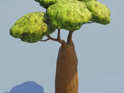 Cartoon Baobab Tree 3D Model Low-poly 3D model