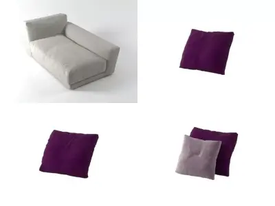 L set of ottomans 3D model