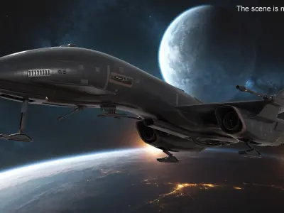 Black Futuristic Fighter Spaceship 3D model