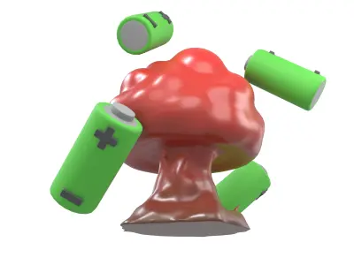 Battery Explosion Icon v1 002 Low-poly 3D model